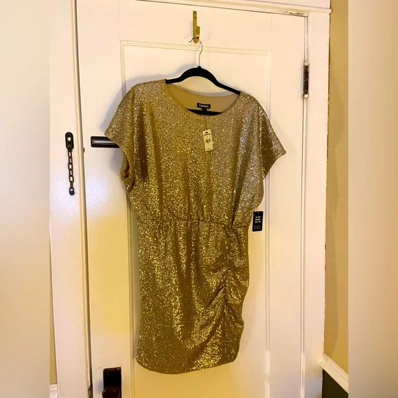 slim fit dress slacks Center of Attention Gold Sequin Dress – Ellaé Lisqué main image 1